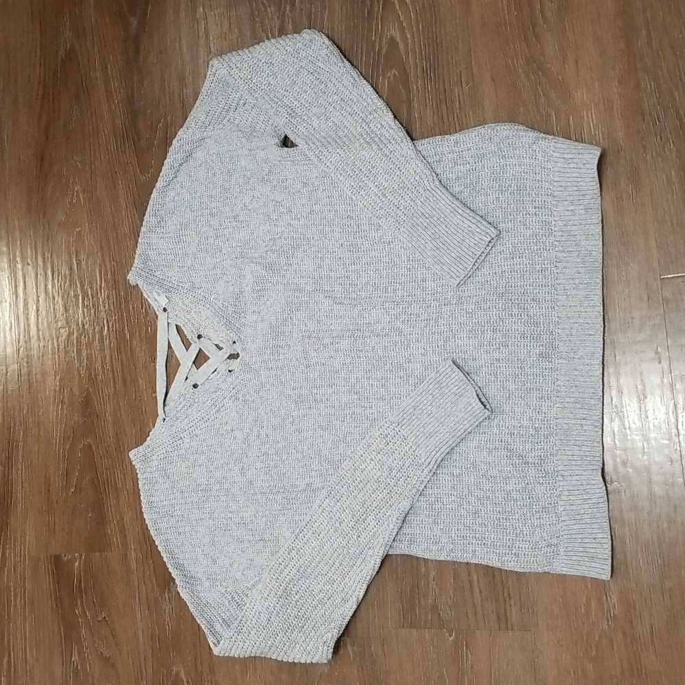 (M) Ricki's Pastel Colorful Knit Sweater Lace Up Detail Cottagecore Girlhoodcore